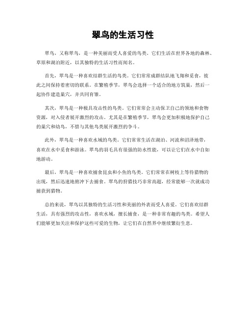 翠鸟的生活习性