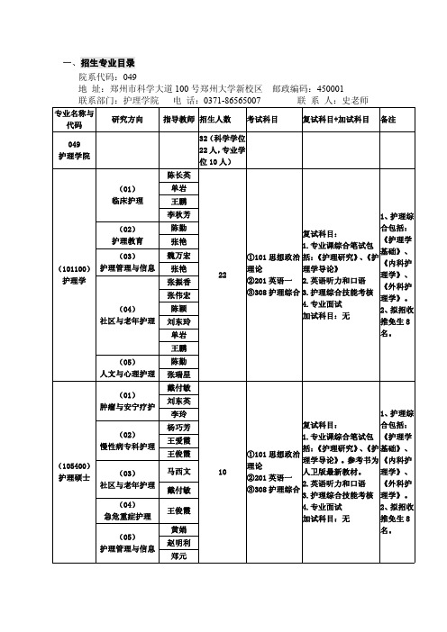 郑州大学-招生专业