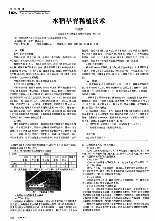 水稻旱育稀植技术