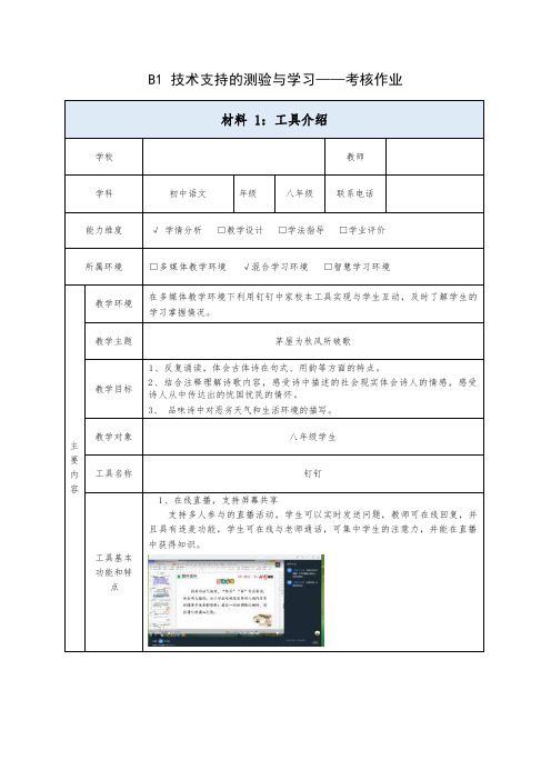 b1技术支持的测验与练习工具介绍