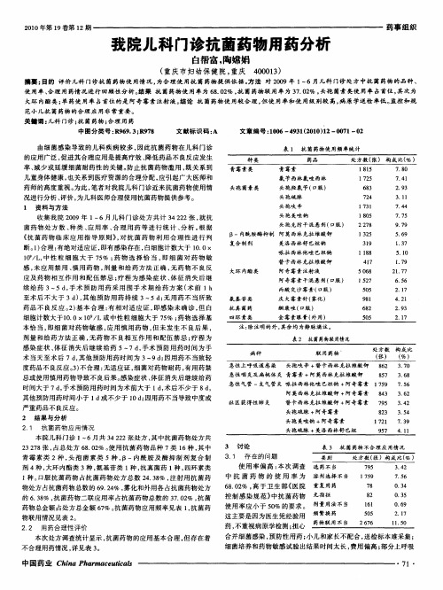 我院儿科门诊抗菌药物用药分析