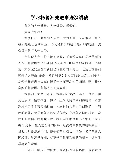 学习杨善洲先进事迹演讲稿