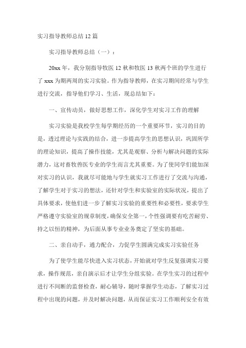 实习指导教师工作总结12篇