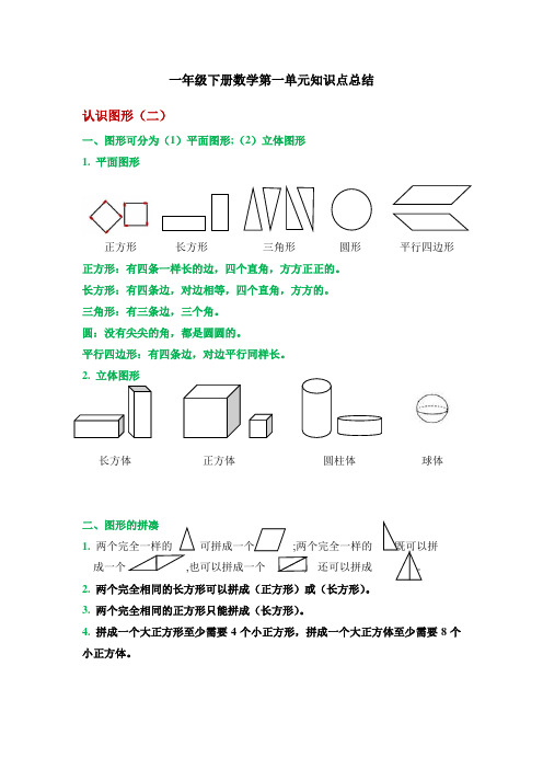 一年级下册数学第一单元知识点总结