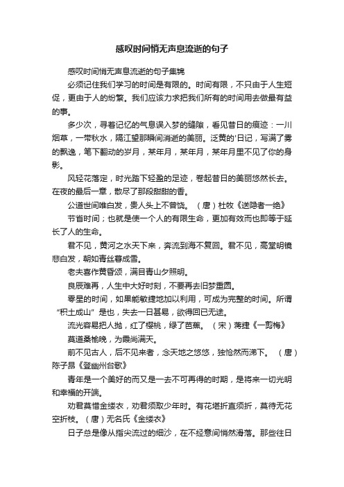 感叹时间悄无声息流逝的句子集锦