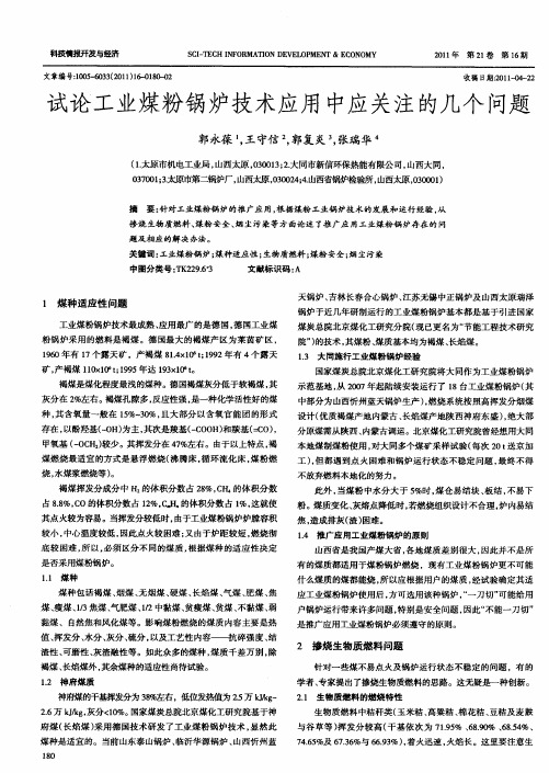 试论工业煤粉锅炉技术应用中应关注的几个问题