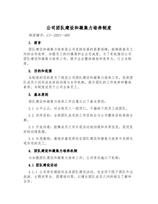 公司团队建设和凝聚力培养制度