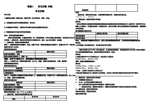 人教版初三化学《常见的碱》学案