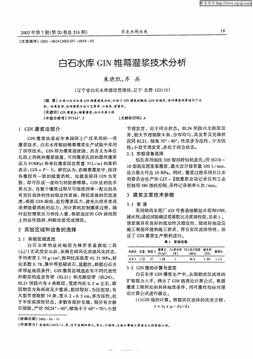 白石水库GIN帷幕灌浆技术分析