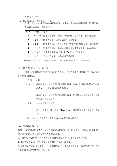 口语考试评分标准(广东广州)