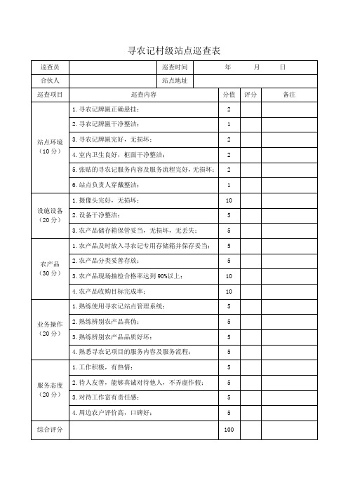 寻农记村级站点巡查表