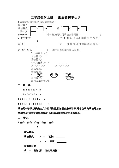 二年级数学乘法的初步认识练习题