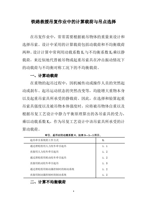 铁路救援吊复作业中的计算载荷与吊点选择