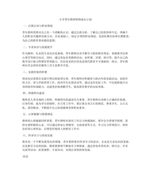 小学青年教师研修成长计划