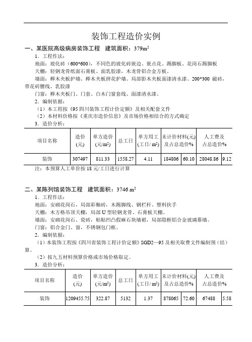 装饰工程造价实例