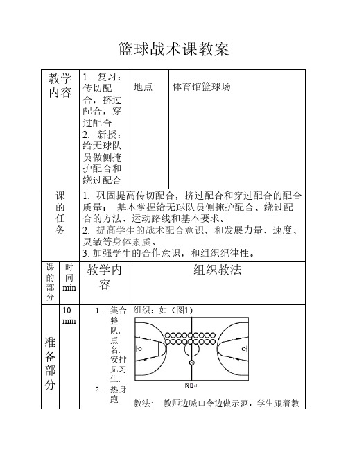 篮球战术课教案_侧掩护和绕过配合