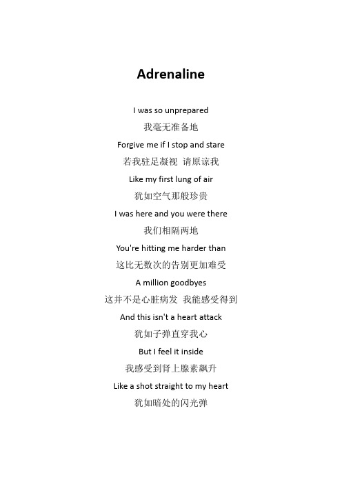 张杰《Adrenaline》歌词(专辑：Adrenaline(feat.张杰))