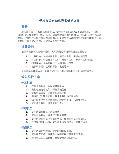 学校办公自动化设备维护方案