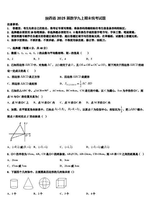 陕西省2025届数学九上期末统考试题含解析