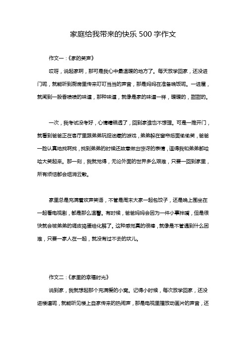 家庭给我带来的快乐500字作文