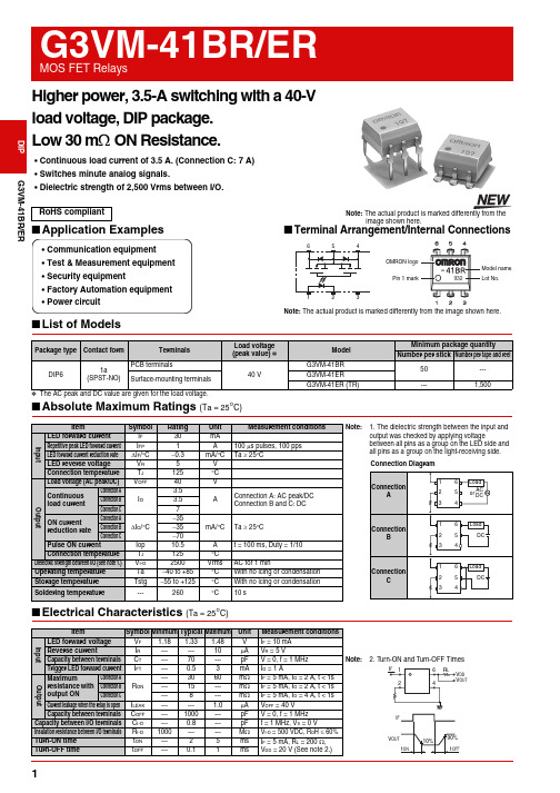 OMRON G3VM-41BR ER MOS FET Relays说明书