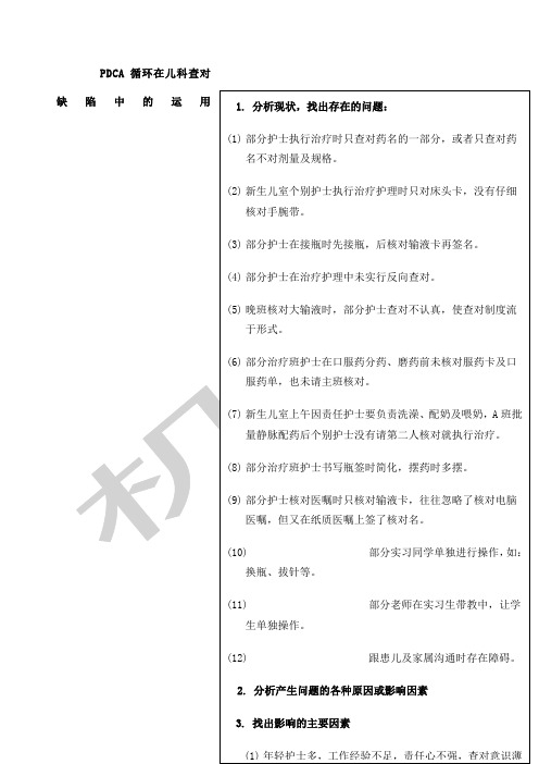 PDCA循环在儿科查对制度中的应用