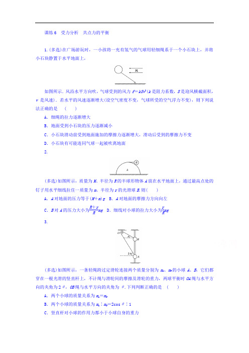 2018届高考物理第一轮总复习全程训练 课练6 受力分析 