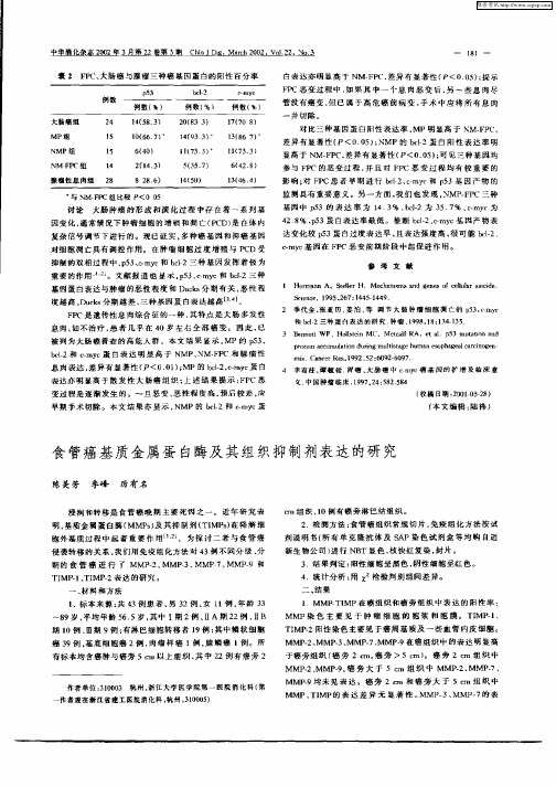 食管癌基质金属蛋白酶及其组织抑制剂表达的研究