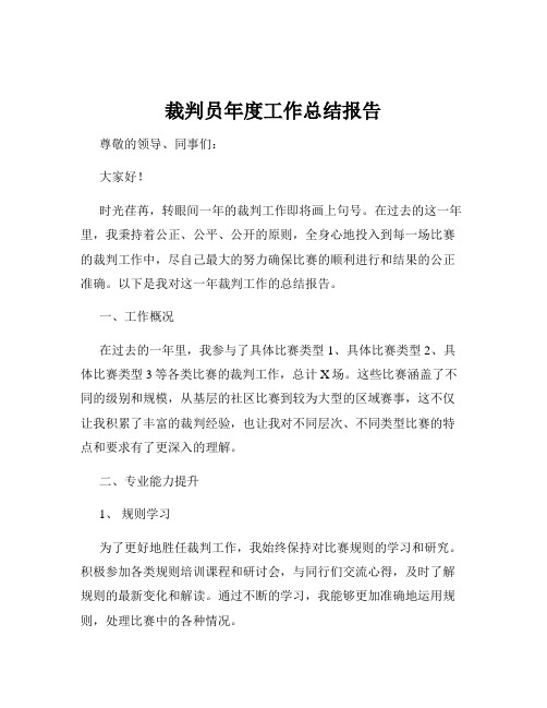 裁判员年度工作总结报告