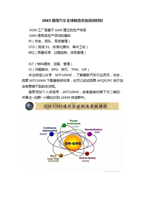 GMS通用汽车全球制造系统培训材料