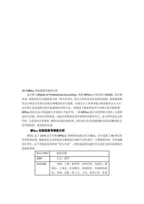 MPAcc各院校报考难度分析