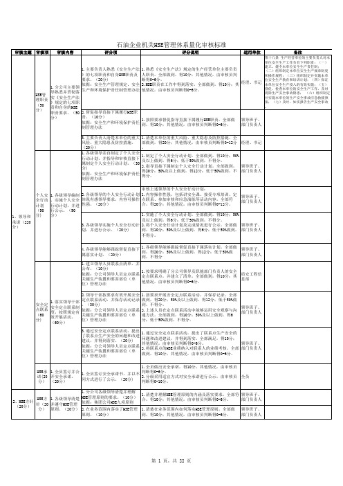 石油企业HSE管理体系量化审核标准