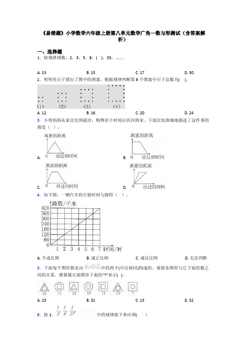 《易错题》小学数学六年级上册第八单元数学广角—数与形测试(含答案解析)