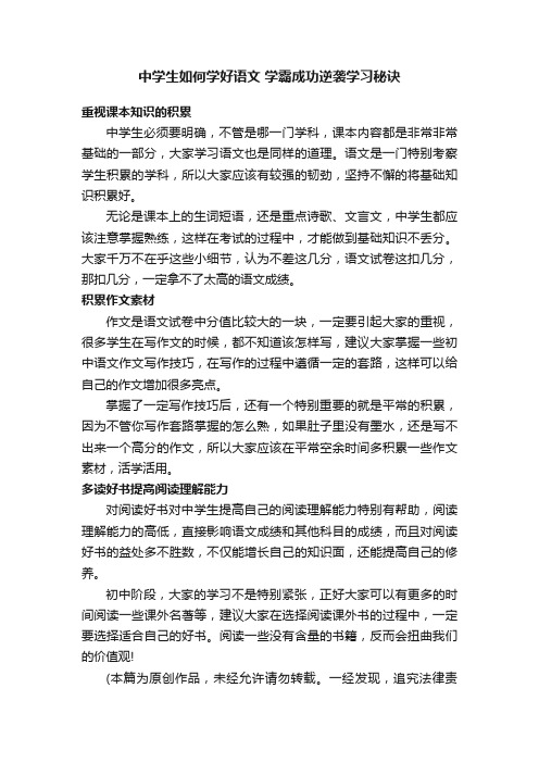 中学生如何学好语文学霸成功逆袭学习秘诀