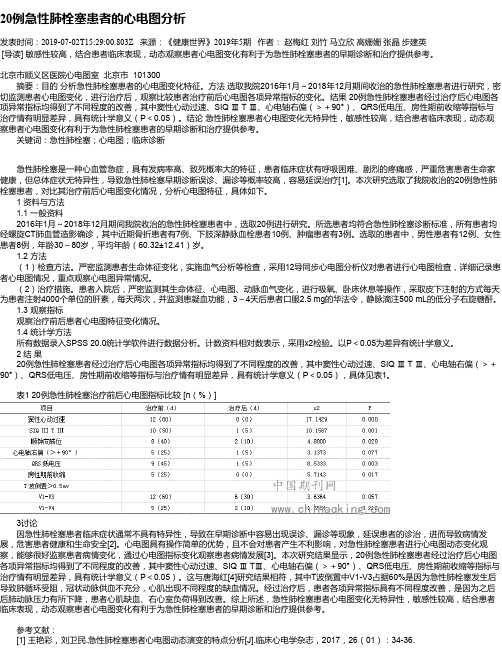 20例急性肺栓塞患者的心电图分析