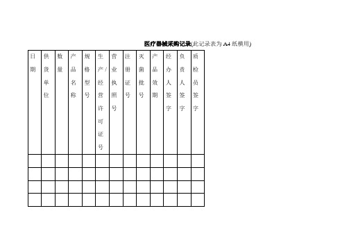 医疗器械采购记录表格