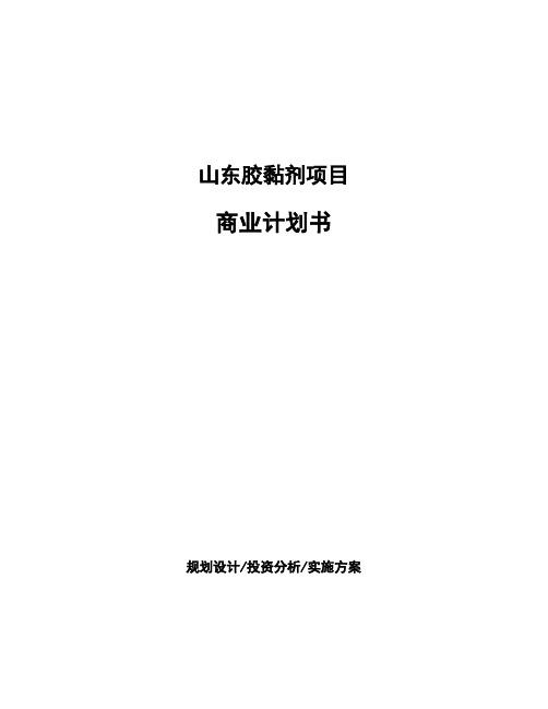 山东胶黏剂项目商业计划书