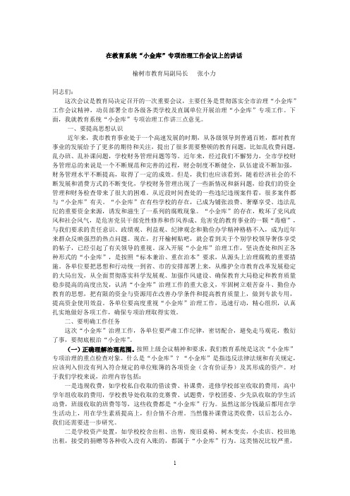 在教育系统小金库专项治理工作会议上的讲话