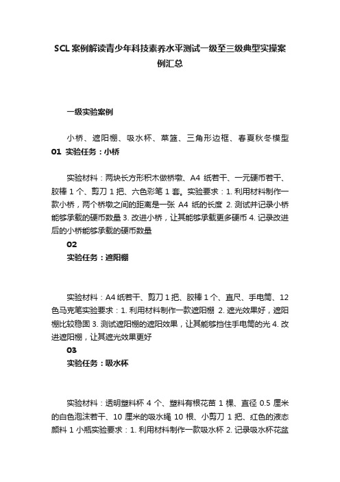 SCL案例解读青少年科技素养水平测试一级至三级典型实操案例汇总