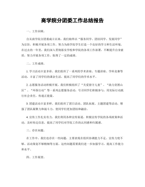 商学院分团委工作总结报告