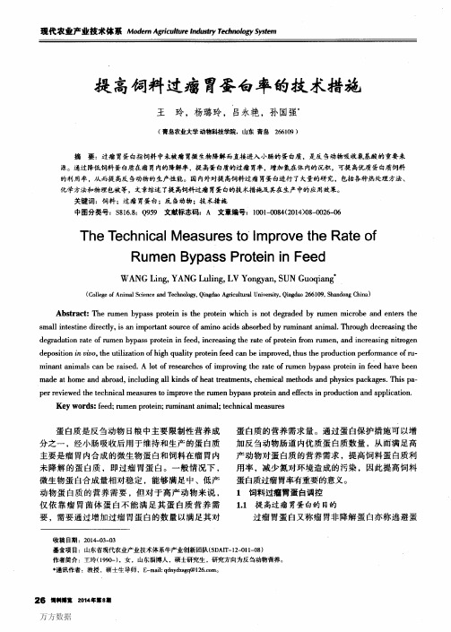 提高饲料过瘤胃蛋白率的技术措施