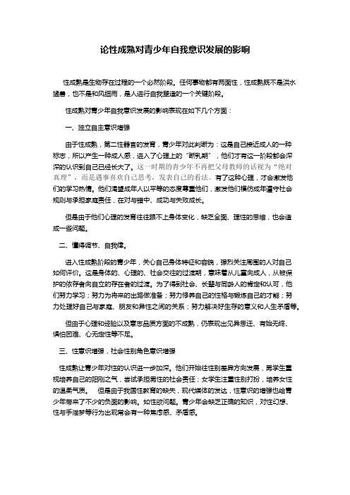 论性成熟对青少年自我意识发展的影响