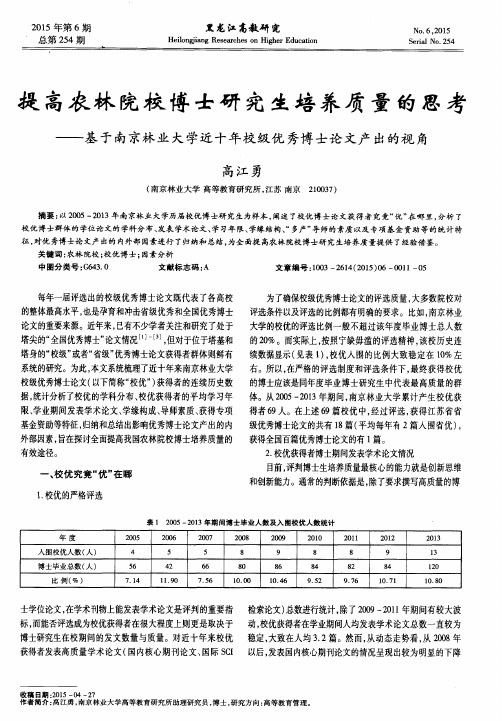 提高农林院校博士研究生培养质量的思考——基于南京林业大学近十