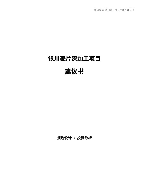 银川麦片深加工项目建议书