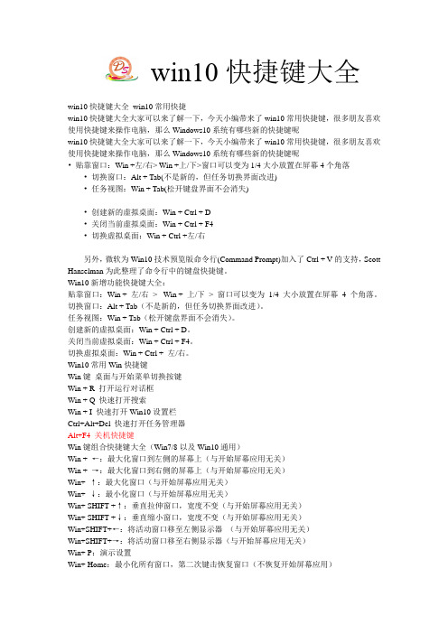 win10快捷键大全-----大圣网络工作室出版