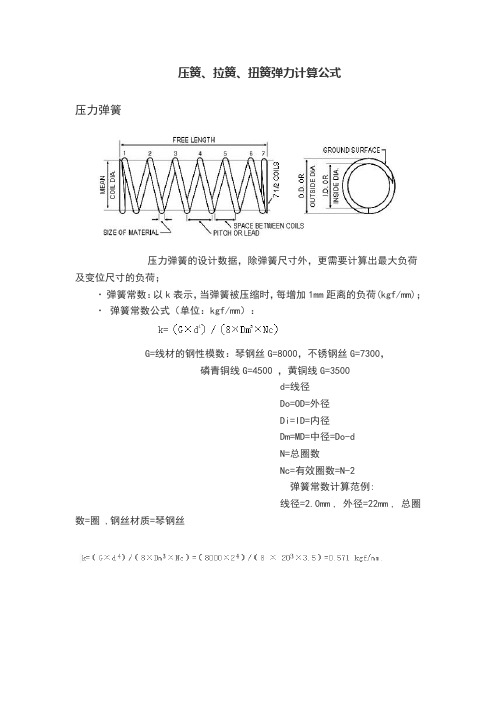 弹簧计算公式(压簧、拉簧、扭簧弹力)