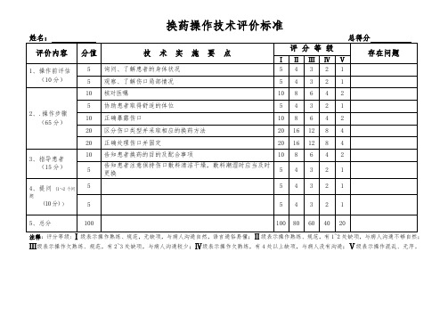 换药操作技术评价标准