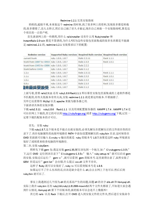 REDMINE 1.2.1安装指南