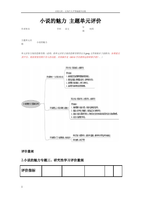 初中语文小说的魅力单元评价思维导图及评价量规