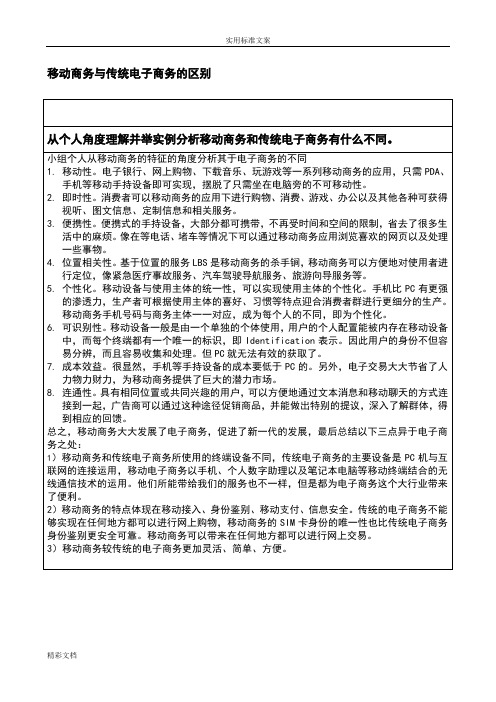 移动商务与传统电子商务地区别